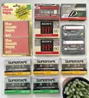 13 Sealed Recording Blank Cassette Tapes Realistic Supertape Sony HF Memorex TDK