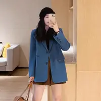 在飛比找ETMall東森購物網優惠-外套女藍色韓版寬松休閑西裝外套