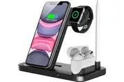 Wireless Charger, 4 in 1 QiCertified Fast Charging Station Compatible Apple Watch Airpods Pro iPhone 12/11/11pro/X/XS/XR/Xs Max/8/8 Plus(Black)
