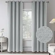 Light Grey 100% Blackout Linen Curtains,84 Inch Length 2 Panels Bedroom Curtains Blocking All Sun Light -Vintage Style Thermal Insulated Window Treatment Drapes for Living Room,W52 x L84 Inch