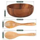 Wood Salad Bowl with Spoon and Fork Salad Mixing Bowl Wood Serving Container