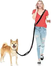 Hands Free Dog Leash for All Shapes,6.5-9.8ft Dual Adjustable Dog Leash,Crossbody Dog Leash with Padded Handle for Dog Walking,Large Dog,40-120LBS,Black
