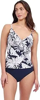 [Profile by Gottex] Malaya Women’s Tropical Print Tankini Stylish Swim Top with Surplice Neck, Soft Cups, Adjustable Straps