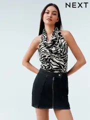 Zebra Print Texture Hater Neck Top (AU3797) | $30