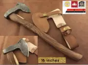 CUSTOM HANDMADE DAMASCUS STEEL WOOD AXE HATCHET TOMAHAWK KNIFE WITH SHEET 16”