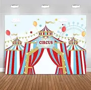 Fanghui 7x5ft Red Circus Photography Backdrop Carnival Carousel Big Top Tent First 1st Background Baby Shower Kids Birthday Party Banner Supplies Dessert Candy Cake Table Background Photobooth Props