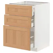 METOD / MAXIMERA base cabinet with 3 drawers, white/Vedhamn oak, 60x60x80 cm
