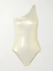 [Melissa Odabash] Melissa Odabash - Madrid Cutout One-shoulder Metallic Swimsuit - UK 12 UK 12 Metallic