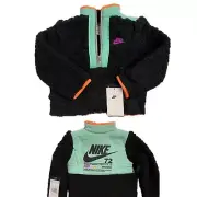 NEW Nike Toddler Boy 2T Illuminate High Pile Fleece Half Zip Jacket Black