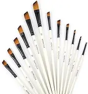 Angular Paint Brushes Nylon Hair Angled Watercolor Pait Brush Set for Acrylics Watercolors Gouache Inks Oil and Tempera(12pcs Pearl White Angled Paintbrush Set)
