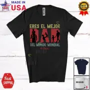 Dad Melor Del Mundo Mundial; Father's Day Custom Name Spanish Family T-Shirt