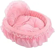 Cute Princess Pet Bed Bow, Pink Dog Bed, Washable Princess Cat Couch, Soft Plush Small Dog Cushion Bed, Kitten Puppy Round Beds, Cute Cozy Kitten Doggy Kennel Cushion, Dogs Cats Sleeping Pad, Small