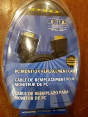 NEW Dynex 6' PC Monitor Replacement Cable unopened.