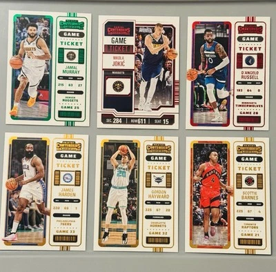 Panini Contenders Paralell 6 Card Lot - Nikola Jokic, Jamal Murray, James Harden
