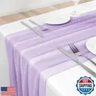 HimBen 10ft Chiffon Table Runner Light Purple, 30 x 120 Inch Romantic Tulle T