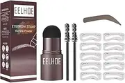 Kcolly Eyebrow Powder Stamp with Eyebrow Stencils Brow Brushes Hairline Powder Long Lasting Makeup Eyebrow Definer Shaping Set