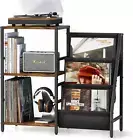 Vinyl Record Storage, Record Player Stand with 3-Tier Vinyl Storage, Turntabl...