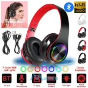 LED Bluetooth 5.0 Wireless Headphones Stereo Noise Cancelling Folding Headsets