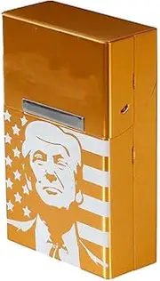 Lanxitown Trump Cigarette Case Magnetic Flip Top Closure Trump Cigarette Dispenser Donald Trump Merchandise Cigarette Holder Trump Merchandise for Men Cigarette Dispenser (Rose Gold)