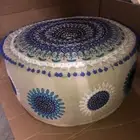 STUFFED Ottoman pouf Indian Embroidery Handmade pouf Footstool Christmas Gift Fl