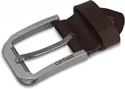 [Cartvelli] Men's Belt Buckle with Leather Loop - Replacement Buckle for Item M19 Dark Brown, dark brown, Einheitsgröße für Gürtel 38mm
