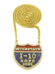NEW I-10 DOPE ZONE PENDANT &36" CUBAN LINK CHAIN HIP HOP NECKLACE - XP690MC