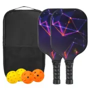 Pickleball Paddles Set, Light Fiberglass Pickleball Set Geometric Purple