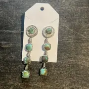 Number 8 Turquoise Stud Dangles Sterling Silver Stamped With Maker Mark