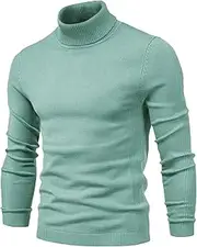 [JEShifangjiusu] Men's Turtleneck Sweater Long Sleeve Slim Fit Turtle Neck Sweater Thermal Tops Baselayer Pullover, Green, L