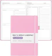 Undated Weekly Planner for 2025, Forvencer Simplified Daily & Weekly & Monthly Calendar Planner, Cute Daily Organizer Notebook, Agenda Journal to Track Goals & Tasks, Start Anytime, A5 Size, Pink