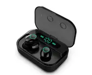 Smart Bluetooth Headset 5.0 True Wireless Dual In-ear with LED Digital Sports Waterproof Headphones-Black