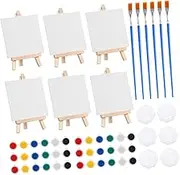 Didiseaon 6-Piece Mini Easel Set Watercolor Paints Compact Canvas Kit for Adults Boys and Girls Portable Painting Supplies for Travel Parties