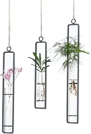 3 Pcs Hanging Glass Planter, Transparent Test Tube Vases, Glass Propagation Station, Portable Hydroponic Plant Cultivation, Suitable for Hydroponic Flower Bathroom Bedroom Decor Gift
