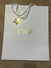 Dior Authentic White Pebble Shopping Gift Luxury Bag 17x14x6.5 With Gold Star