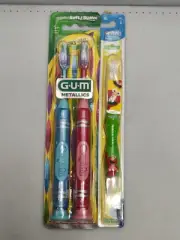 Qty 2 - GUM Childs Toothbrush Metallics Crayola Suction Cup Base Soft + Elmo