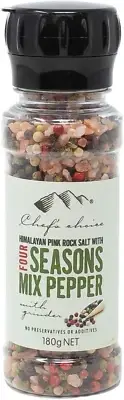 Himalayan Pink Rock Salt and 4 Seasons Mixed Pepper with Grinder180G