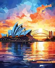 shinefly Paint by Numbers Kit for Adults Beginner & Kids Easy Acrylic on Canvas 16x20 inch with Paints and Brushes, Sydney Opera