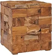 Wood Stool, Side Table, Foot Rest, Storage Stool for Dining, Living Room, Bedroom, 40 x 40 x 45 cm, Brown