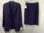 LIZ CLAIBORNE Purple Wool Blazer + Skirt Set MADE USA NEW Women's Size 4