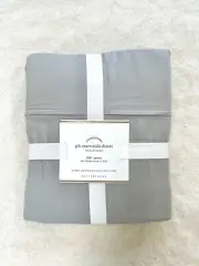 POTTERY BARN Essentials DUVET COVER Queen Grey 300 thread 100% Egyptian Cotton
