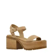 RUMOURS LATTE SUEDE PLATFORM SANDALS