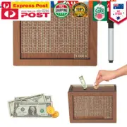 Wooden Savings Challenge Box Coin Saver Money Saving Box with Counter Cash⇟Vault