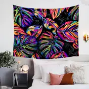 Vivid Colorful Tropical Leaves Tapestry