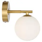 Modern Felton Wall Lights Antique Gold Opal White Glass Lighting Telbix
