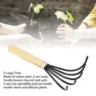 Garden Hand Rake 5 Steel Tines Wooden Handle Ergonomic Claw Cultivator Kit Hot