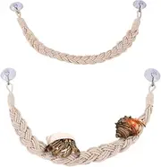2PCS Hermit Crab Climbing Rope, Hermit Crab Climbing Jute Rope,Hermit Crab Jute Rope with Suction Cup Hooks,Hermit Crab Rope Hermit Crab Climbing Jute Rope with Hooks,Hermit Crab Climb Rope with Hooks