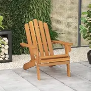 Solid Acacia Wood Adirondack Chair - Foldable Wooden Outdoor Chair for Patio, Garden, Deck, and Lounge Seating Furniture