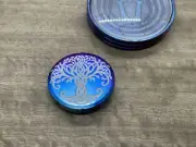 Flamed Tree of Life-Celtic Cross engraved Titanium Spinning Worry Coin