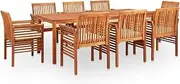vidaXL Solid Wood Acacia Outdoor Dining Set 9 Piece with Cushions Terrace Garden Patio Backyard Dinner Table and Chair Furniture Set