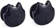 [Izpack] Cute Cat Organic Stone Ear Plugs Gauges Single Flared Saddle Tunnels with O-Ring Stretcher Expander Gauge Kitten Animal Pet Body Piercing Blue Sandstone Earrings Fashion Christmas Jewelry Gifts for